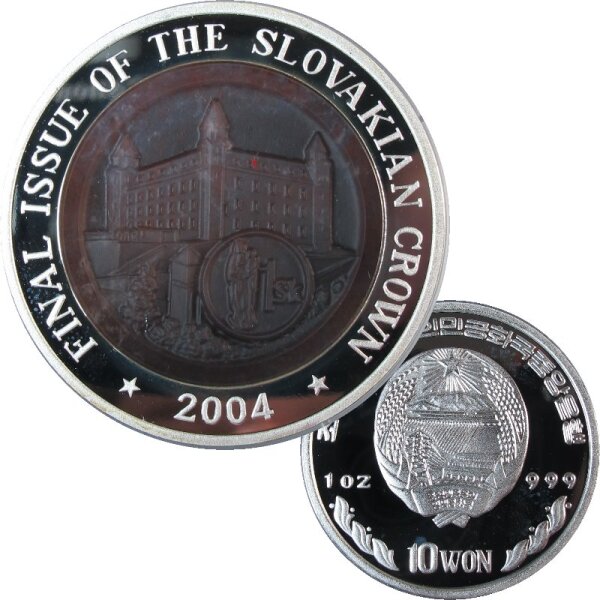 Korea 10 Won 2004 Abschied Slowakische Krone - 1 OZ Silber