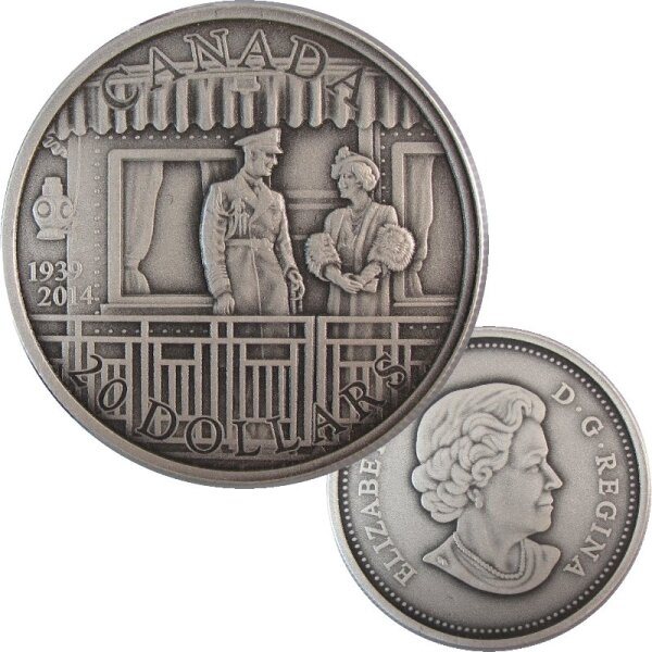 Kanada 20 Dollars 2014 First Royal Visit 1 OZ Silber Antik-Finish