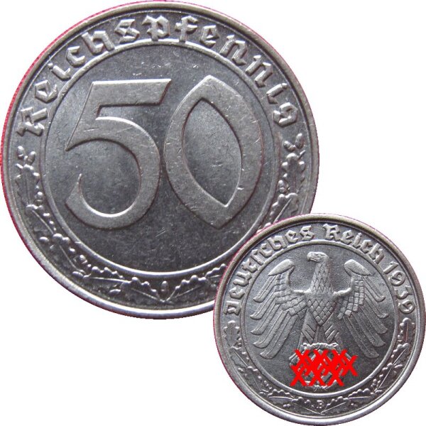 J. 369 - 50 Reichspfennig 1939 B Wien Nickel