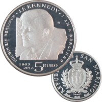 San Marino 5 Euro 2013 John F. Kennedy Silber